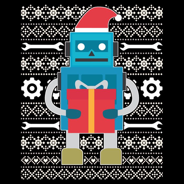 Santa Robot Ugly Christmas Women's Crop Top Tee