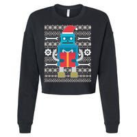 Santa Robot Ugly Christmas Cropped Pullover Crew