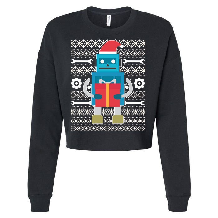 Santa Robot Ugly Christmas Cropped Pullover Crew