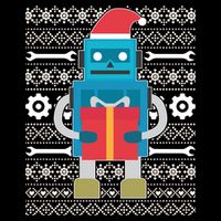 Santa Robot Ugly Christmas Cropped Pullover Crew