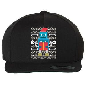 Santa Robot Ugly Christmas Wool Snapback Cap