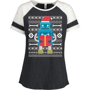 Santa Robot Ugly Christmas Enza Ladies Jersey Colorblock Tee