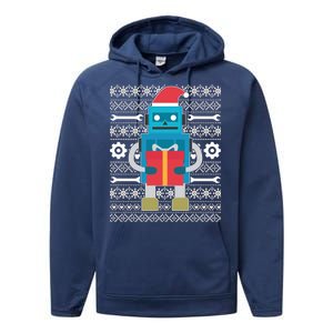 Santa Robot Ugly Christmas Performance Fleece Hoodie