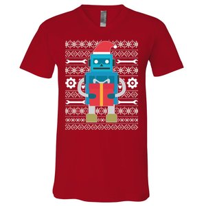 Santa Robot Ugly Christmas V-Neck T-Shirt