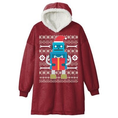 Santa Robot Ugly Christmas Hooded Wearable Blanket