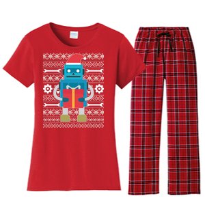 Santa Robot Ugly Christmas Women's Flannel Pajama Set