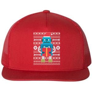 Santa Robot Ugly Christmas Flat Bill Trucker Hat