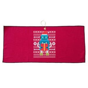 Santa Robot Ugly Christmas Large Microfiber Waffle Golf Towel