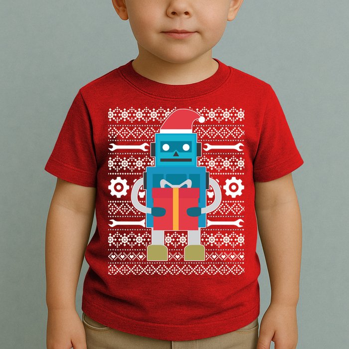 Santa Robot Ugly Christmas Toddler T-Shirt