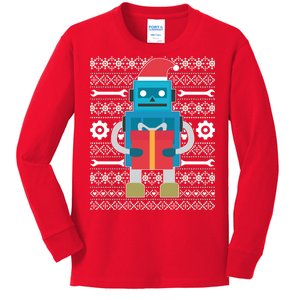 Santa Robot Ugly Christmas Kids Long Sleeve Shirt