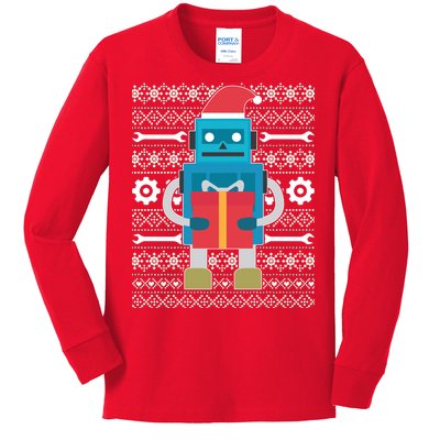 Santa Robot Ugly Christmas Kids Long Sleeve Shirt