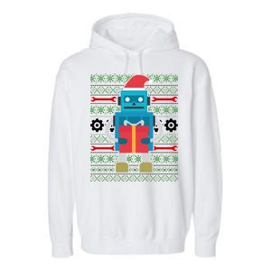 Santa Robot Ugly Christmas Garment-Dyed Fleece Hoodie