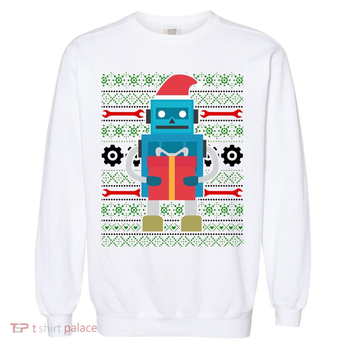 Santa Robot Ugly Christmas Garment-Dyed Sweatshirt