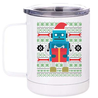 Santa Robot Ugly Christmas 12 oz Stainless Steel Tumbler Cup