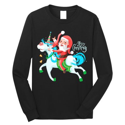 Santa Rocker Unicorn Long Sleeve Shirt