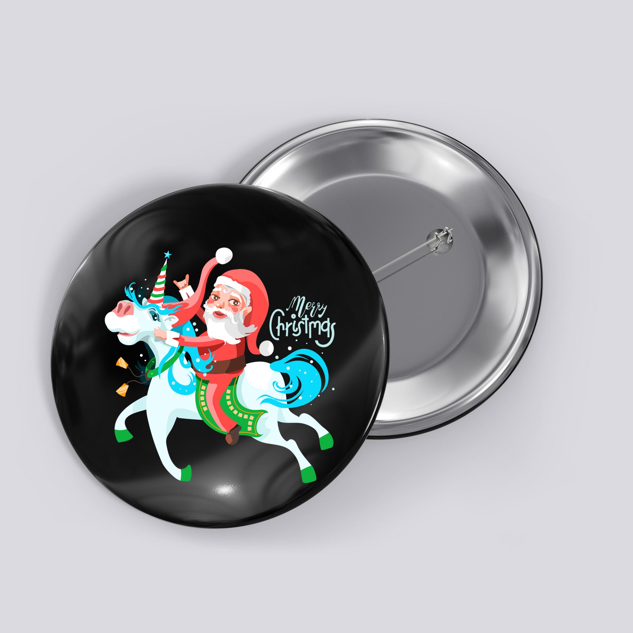Santa Rocker Unicorn Button