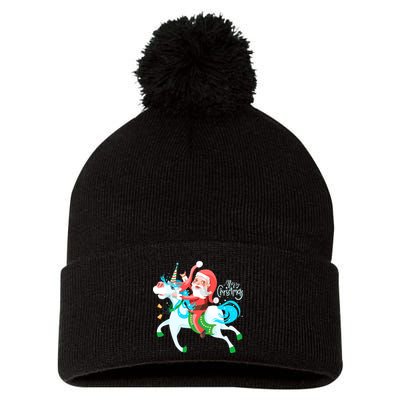 Santa Rocker Unicorn Pom Pom 12in Knit Beanie