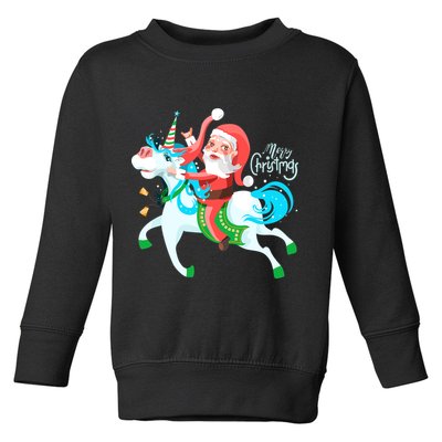 Santa Rocker Unicorn Toddler Sweatshirt