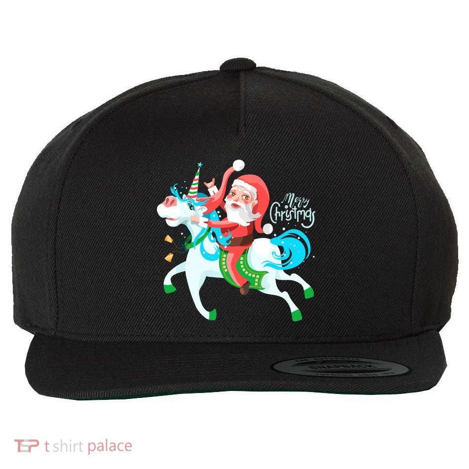 Santa Rocker Unicorn Wool Snapback Cap