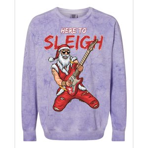 Santa Rocks Here To Sleigh  Colorblast Crewneck Sweatshirt