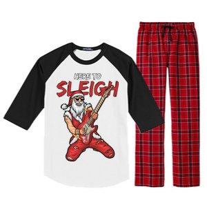 Santa Rocks Here To Sleigh  Raglan Sleeve Pajama Set