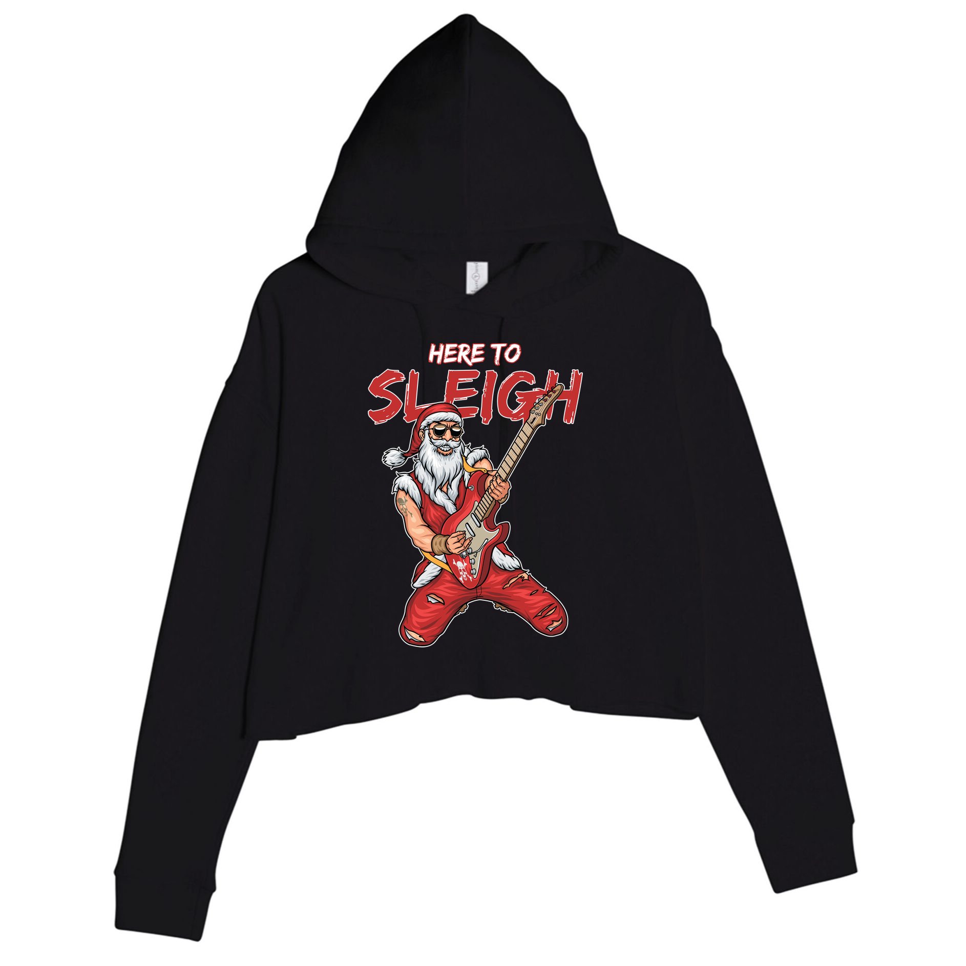 Santa Rocks Here To Sleigh  Crop Fleece Hoodie