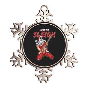 Santa Rocks Here To Sleigh  Metallic Star Ornament