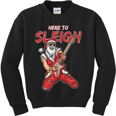 Santa Rocks Here To Sleigh  Kids Sweatshirt