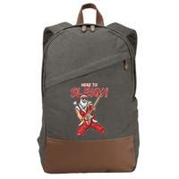 Santa Rocks Here To Sleigh  Cotton Canvas Backpack