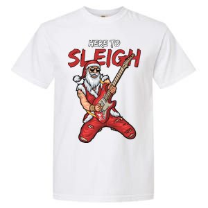 Santa Rocks Here To Sleigh  Garment-Dyed Heavyweight T-Shirt