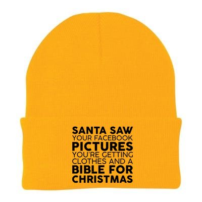 Santa Saw Your Facebook Pictures Christmas Knit Cap Winter Beanie