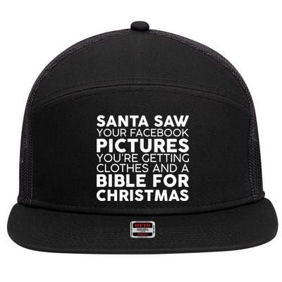 Santa Saw Your Facebook Pictures Christmas 7 Panel Mesh Trucker Snapback Hat