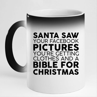 Santa Saw Your Facebook Pictures Christmas 11oz Black Color Changing Mug