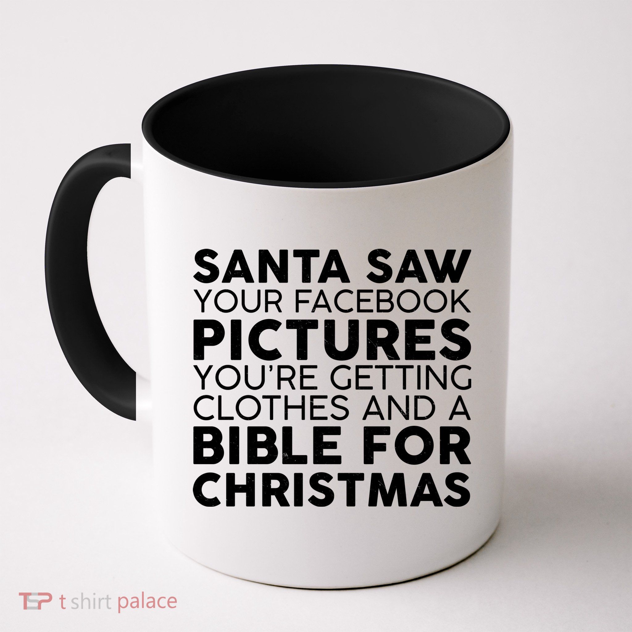 Santa Saw Your Facebook Pictures Christmas Mug