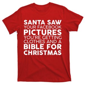 Santa Saw Your Facebook Pictures Christmas T-Shirt