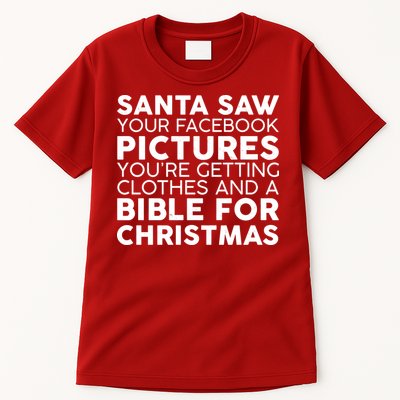 Santa Saw Your Facebook Pictures Christmas Tall T-Shirt