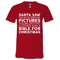 Santa Saw Your Facebook Pictures Christmas V-Neck T-Shirt