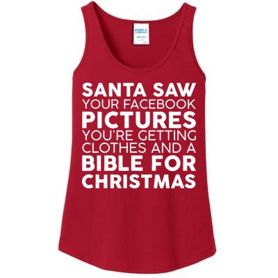 Santa Saw Your Facebook Pictures Christmas Ladies Essential Tank