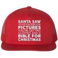 Santa Saw Your Facebook Pictures Christmas Flat Bill Trucker Hat