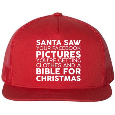 Santa Saw Your Facebook Pictures Christmas Flat Bill Trucker Hat