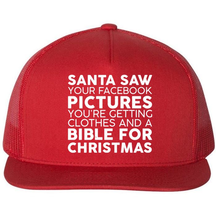 Santa Saw Your Facebook Pictures Christmas Flat Bill Trucker Hat