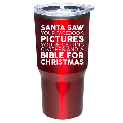 Santa Saw Your Facebook Pictures Christmas Tumbler