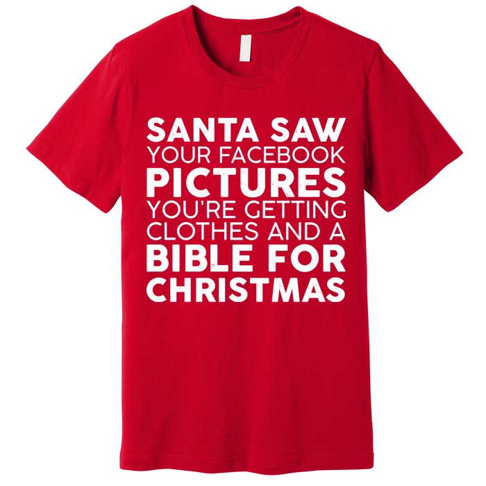 Santa Saw Your Facebook Pictures Christmas Premium T-Shirt