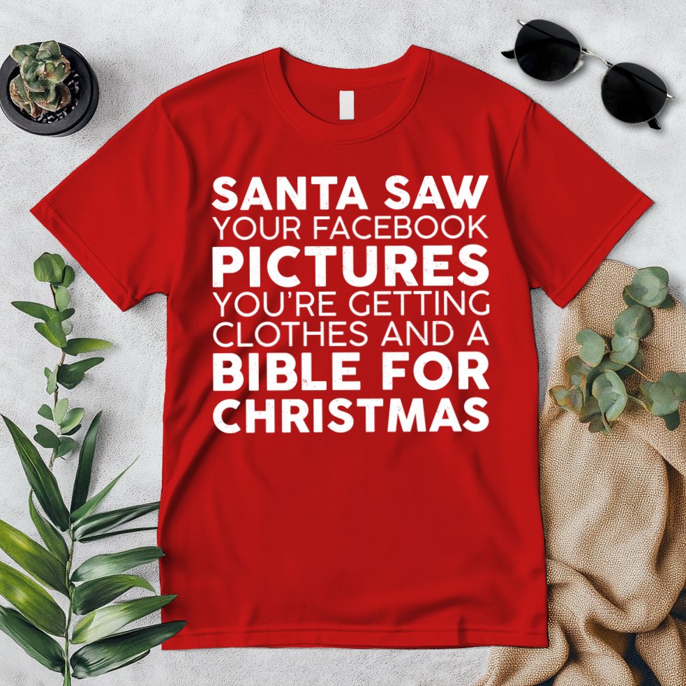 Santa Saw Your Facebook Pictures Christmas Premium T-Shirt