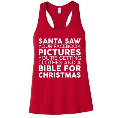 Santa Saw Your Facebook Pictures Christmas Womens Tank Top