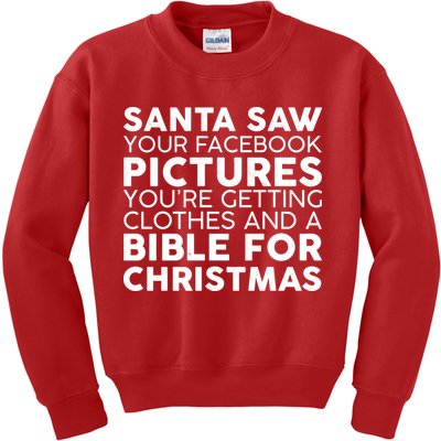 Santa Saw Your Facebook Pictures Christmas Kids Sweatshirt