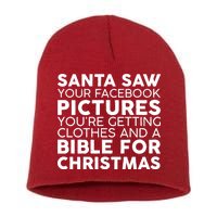 Santa Saw Your Facebook Pictures Christmas Short Acrylic Beanie