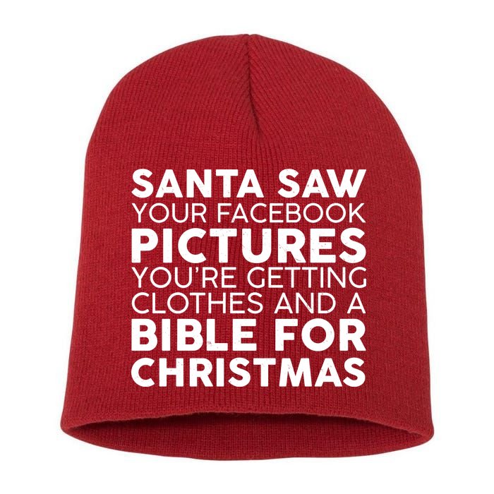 Santa Saw Your Facebook Pictures Christmas Short Acrylic Beanie