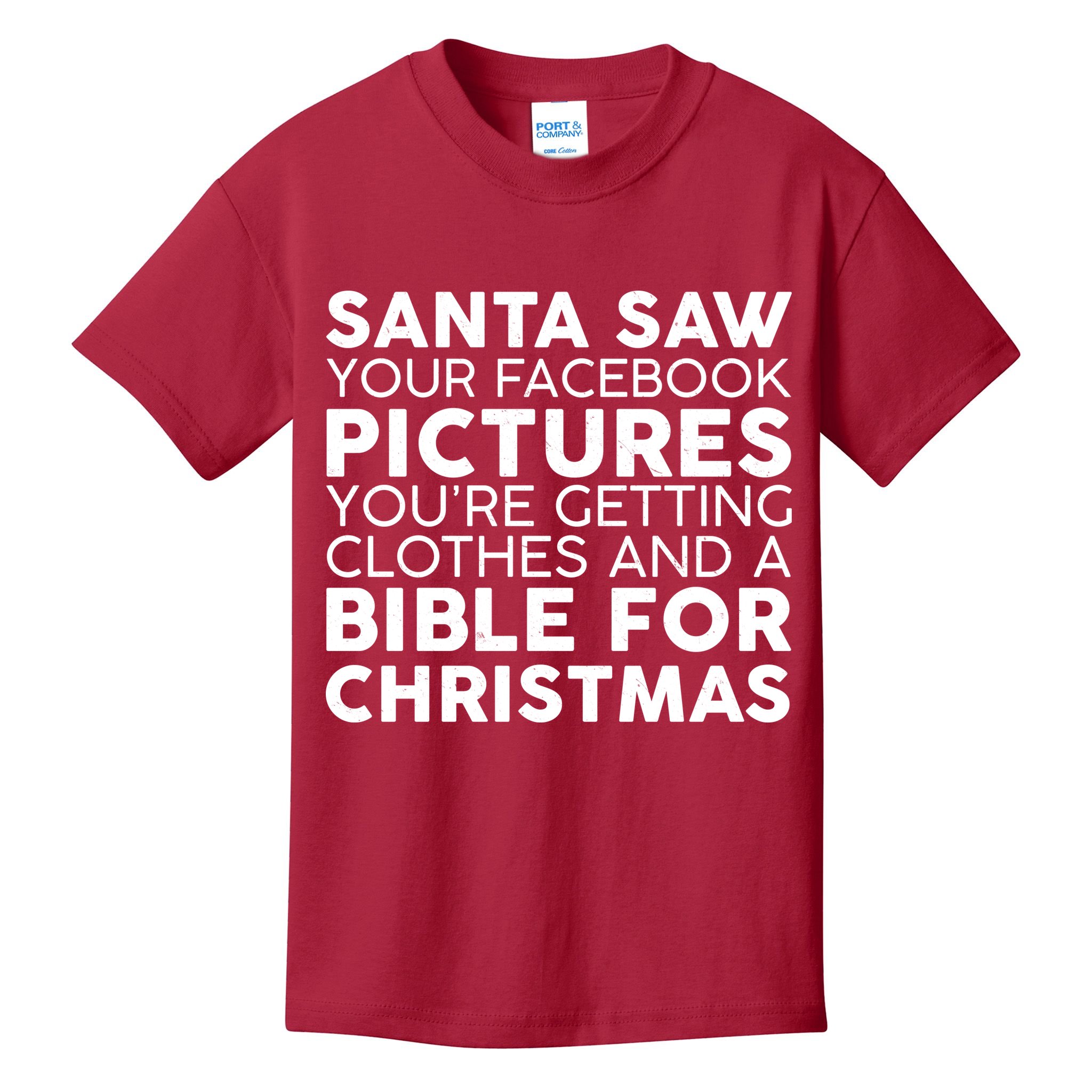 Santa Saw Your Facebook Pictures Christmas Kids T-Shirt