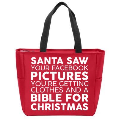 Santa Saw Your Facebook Pictures Christmas Zip Tote Bag